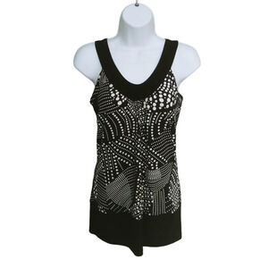 Black and White Random Polka  Dot Sleeveless halter-like top S